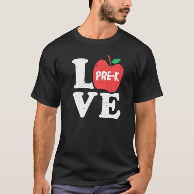 Love Pre K Apple Student Teacher T-Shirt (Front)