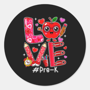 Love pre-k cute hearts valentine's day students classic round sticker