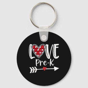 Love Pre-k Red Plaid Heart Valentines Day Teacher Key Ring