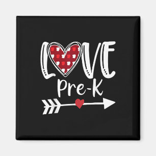 Love Pre-k Red Plaid Heart Valentines Day Teacher Magnet