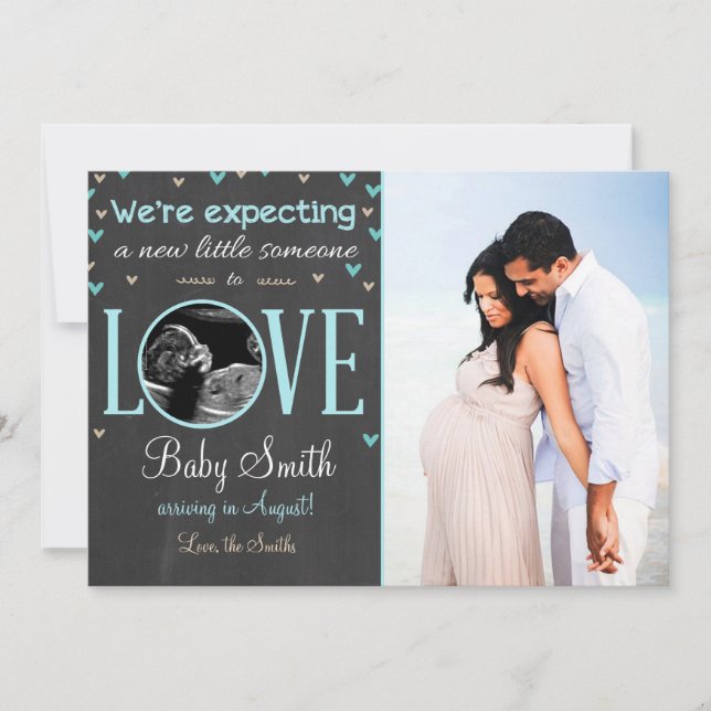 Love Pregnancy Announcement Ultrasound Blue Boy (Front)