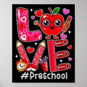 Love preschool cute hearts valentine's day student poster