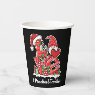 Love Preschool Teacher Gnome Christmas Pyjamas Paper Cups