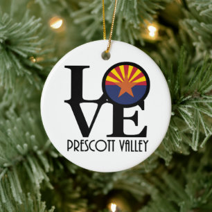 LOVE Prescott Valley Arizona Ceramic Tree Decoration