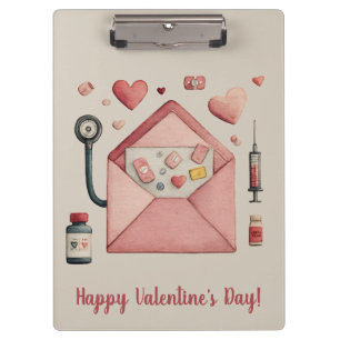 Love Prescription Valentine Design Postcard Clipboard
