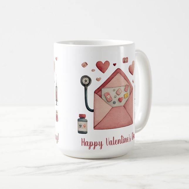 Love Prescription Valentine Design Postcard Coffee Mug (Front Right)