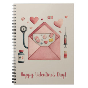 Love Prescription Valentine Design Postcard Notebook