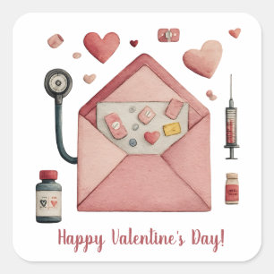 Love Prescription Valentine Design Postcard Square Sticker