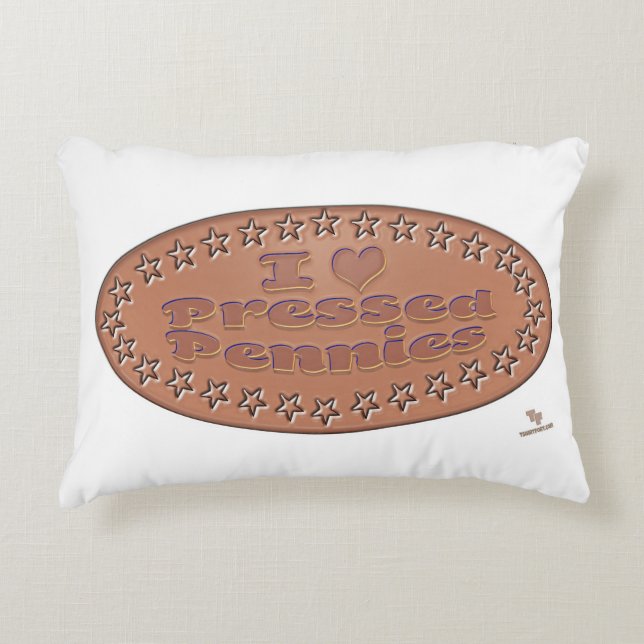 Love Pressed Pennies Fun Collecting Design Decorative Cushion (Front)
