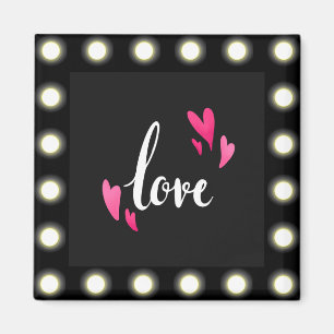 Love, pretty black, white and hot pink colours magnet