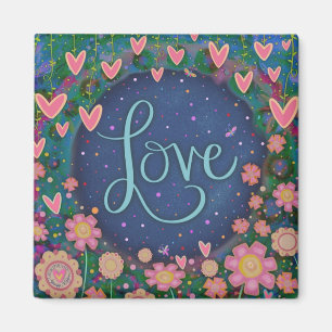 Love Pretty Floral Heart Trendy Inspirational Cute Magnet