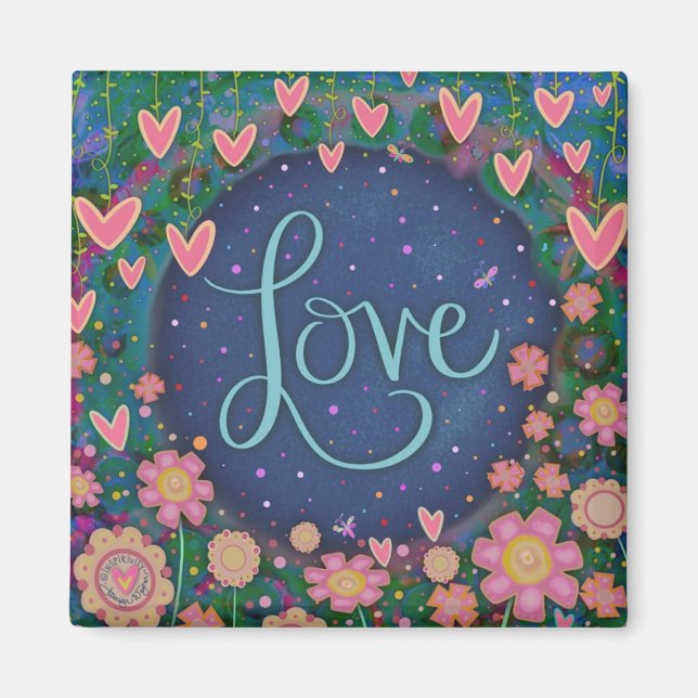 Love Pretty Floral Heart Trendy Inspirational Cute Magnet (Front)
