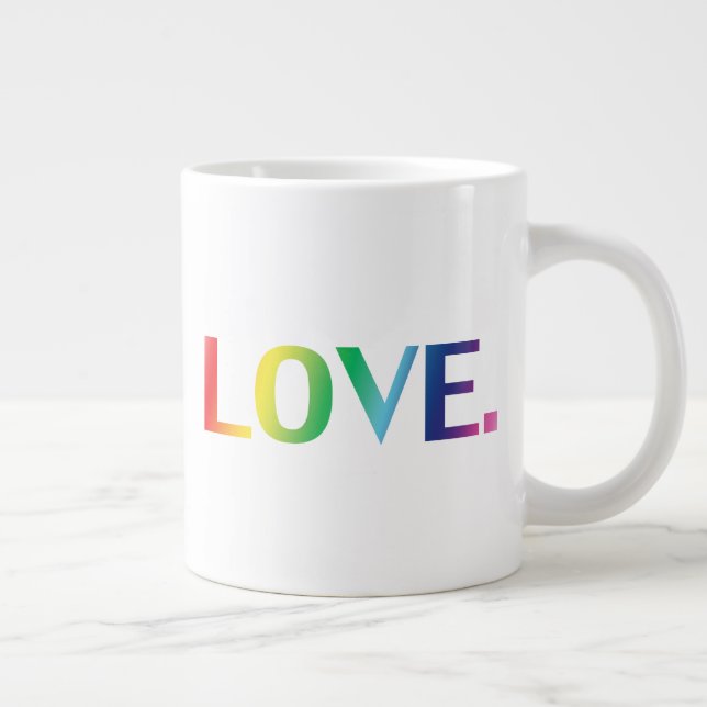 Love, pride lgbt lgbtq gay queer rainbow colours large coffee mug (Right)