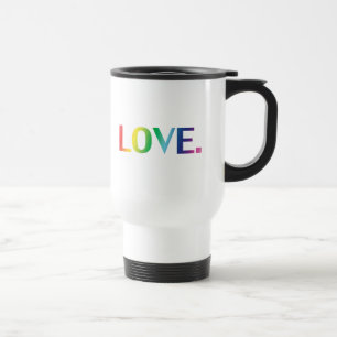 Love, pride lgbt lgbtq gay queer rainbow colours travel mug