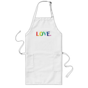 Love, pride lgbt lgbtq rainbow colors white long apron