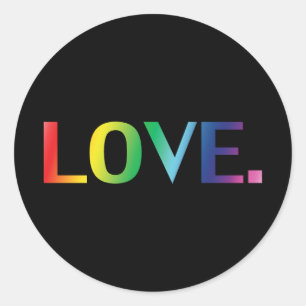 Love, pride lgbt lgbtq rainbow colours black classic round sticker