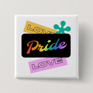 Love pride love. LGBT+pride. Rainbow 15 Cm Square Badge