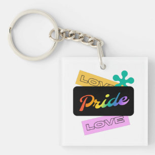 Love pride love. LGBT+pride. Rainbow   Keychain