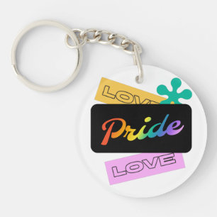 Love pride love. LGBT+pride. Rainbow   Keychain