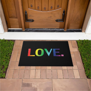 "love" pride rainbow colours lgbt / black - doormat