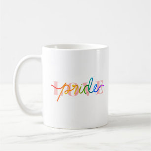 Love Pride Rainbow Colours on Pink Coffee Mug