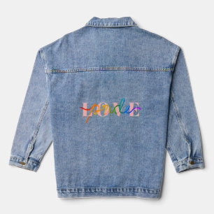 Love Pride Rainbow Colours on Pink Denim Jacket