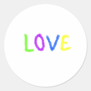 Love pride rainbow watercolor LGBTQ June modern Classic Round Sticker