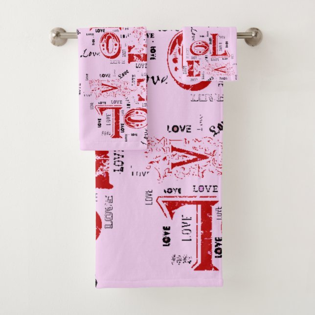 Love print bath towel set (Insitu)