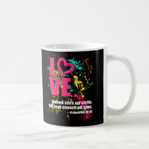 Love Proverbs Bible Verse Neon Paint Splatter Coffee Mug