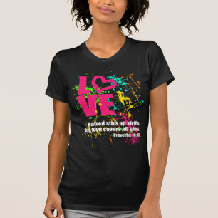 Love Proverbs Bible Verse Neon Paint Splatter T-Shirt