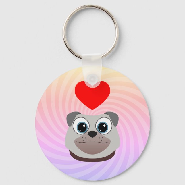 Love Pug Key Ring (Front)
