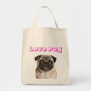 Love Pug Puppy Dog Canvas  Grocery otebag Tote Bag