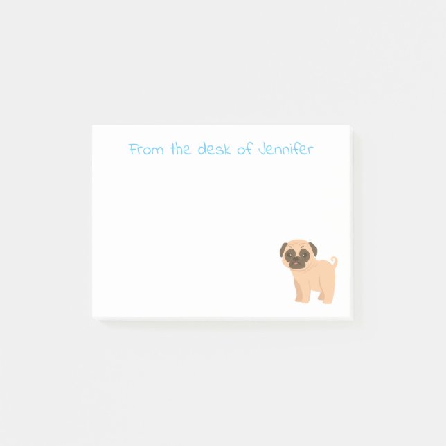 Love Pug Puppy Dog Cartoon Post IT Sticky Notes (Front)