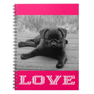 Love Pug Puppy Dog Pink Notebook / Journal