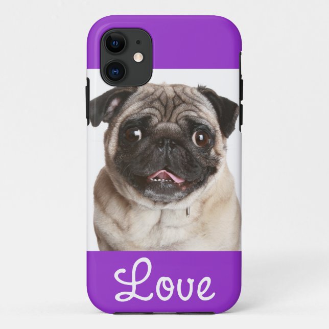Love Pug Puppy Dog Purple iPhone 5 Case Cover (Back)