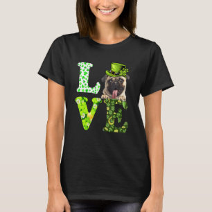 Love Pug St Patrick's Day Shamrock Irish Dog T-Shirt