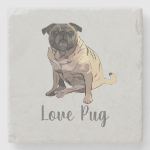 Love Pug Stone Coaster