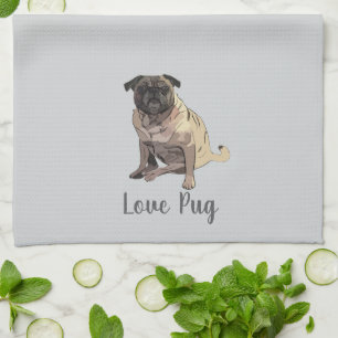 Love Pug Tea Towel
