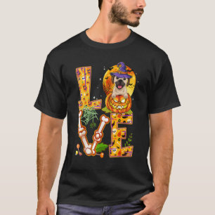 Love Puggle Witch Pumpkin Scary Halloween Dog T-Shirt