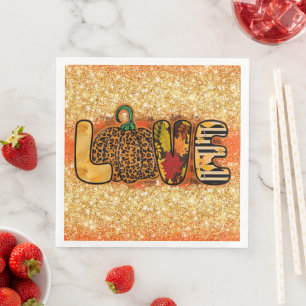 Love Pumpkin Autumn Customise Colour Napkin