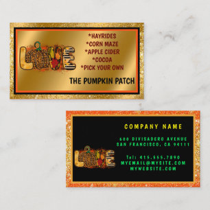 Love Pumpkin Autumn Customise Text and Colour Business Card