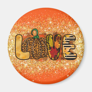 Love Pumpkin Autumn Customise Text and Colour Magnet