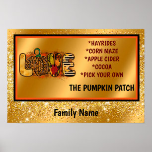 Love Pumpkin Autumn Customise Text and Colour Poster