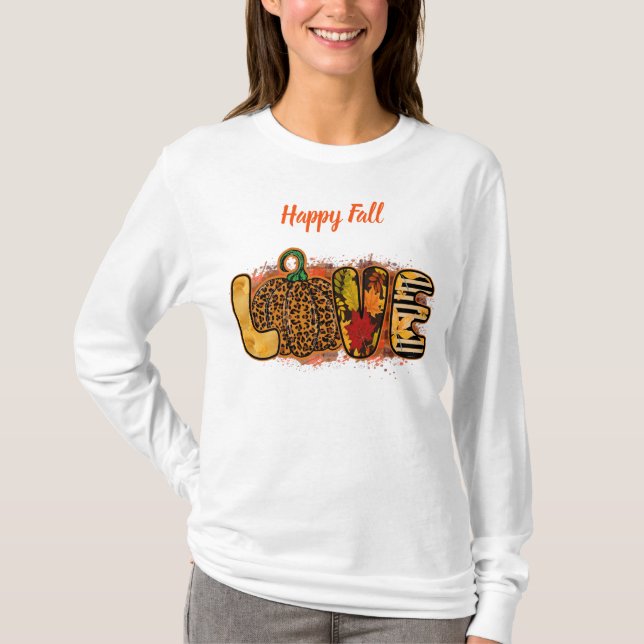 Love Pumpkin Autumn Customise Text T-Shirt (Front)
