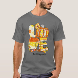 LOVE Pumpkin Candy Corn School Nurse Life Fall Hal T-Shirt