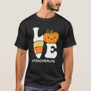 Love Pumpkin Candy Corn Teacher Life Groovy Funny T-Shirt
