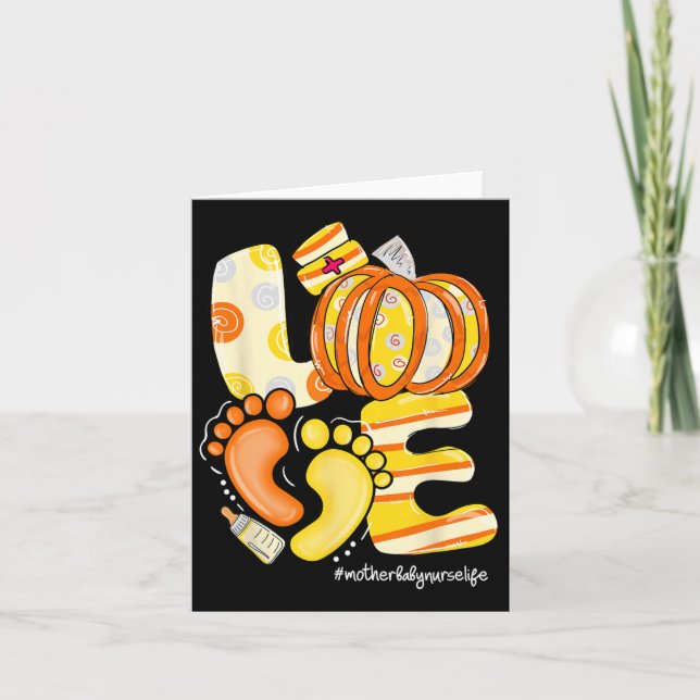 Love Pumpkin Footprint Mother Byby Fall Autumn  Card (Front)