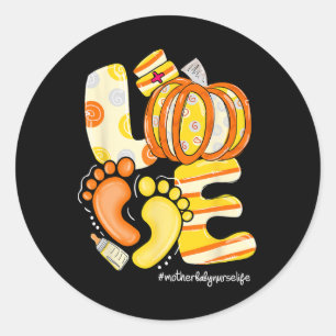 Love Pumpkin Footprint Mother Byby Fall Autumn  Classic Round Sticker