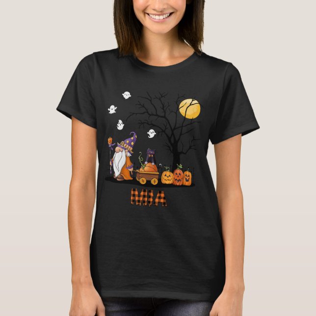 Love pumpkin gnomes Mia halloween gift for grandma T-Shirt (Front)