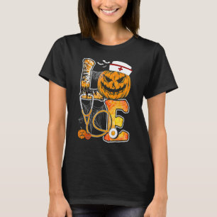 Love Pumpkin Stethoscope Nurse Halloween Costume T-Shirt